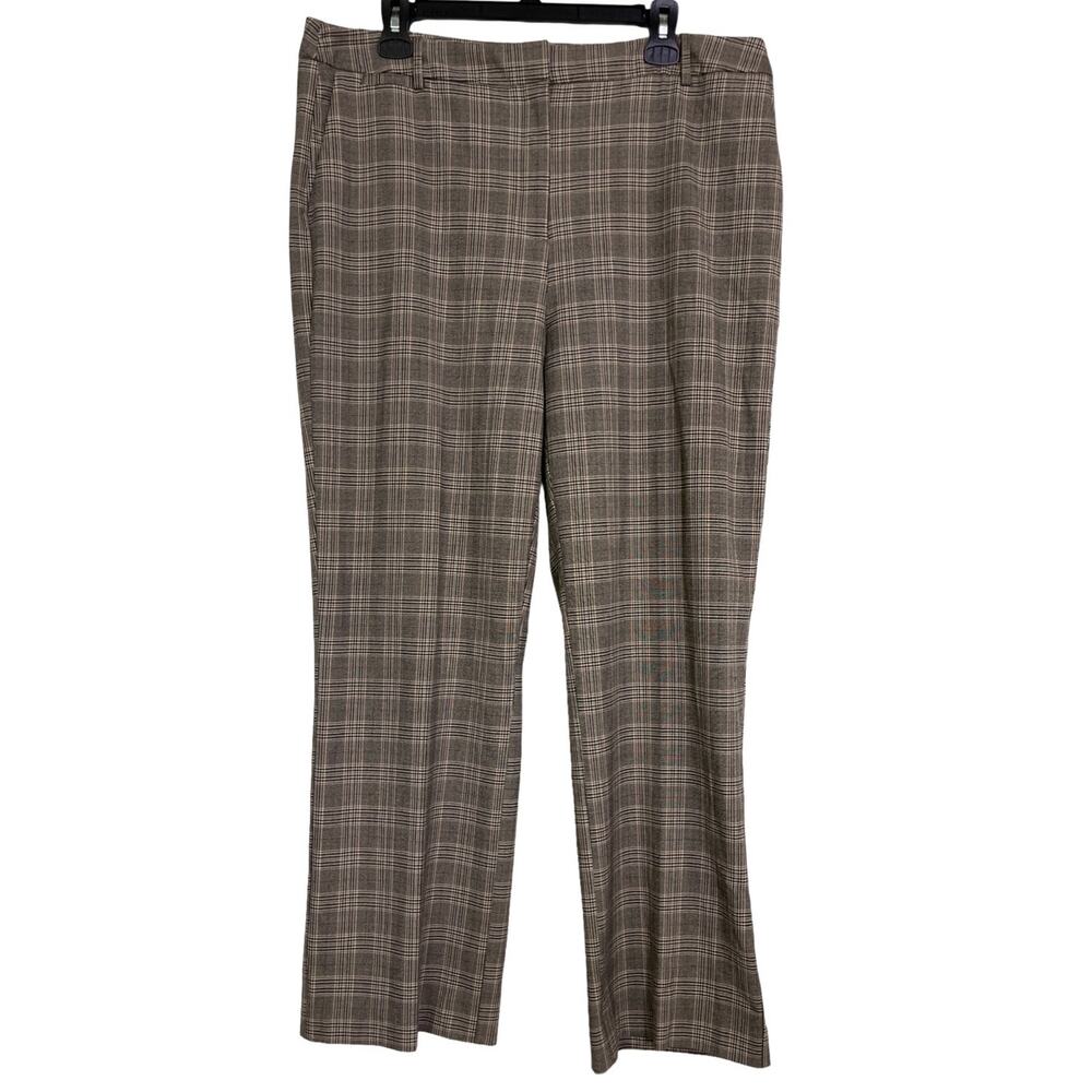 Maison d’Amélie Paris Brown Beige Plaid Pants Stretch Trousers Women's Size 14